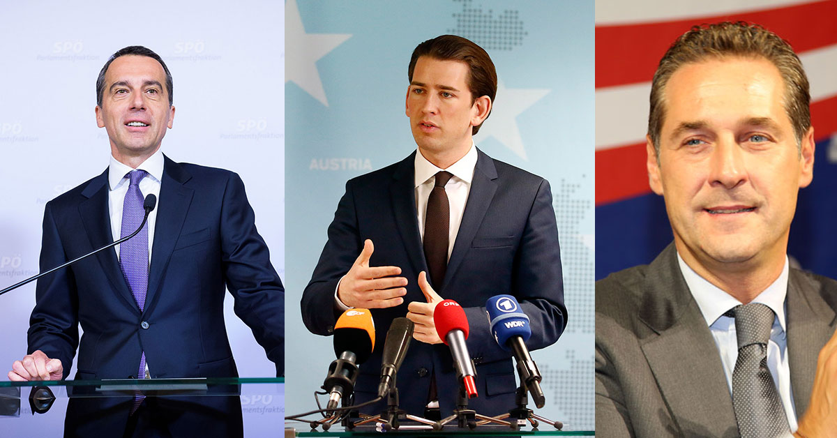 Auf diesem Bild sind 3 bekannte Gesichter der österreichischen Politik zu sehen.